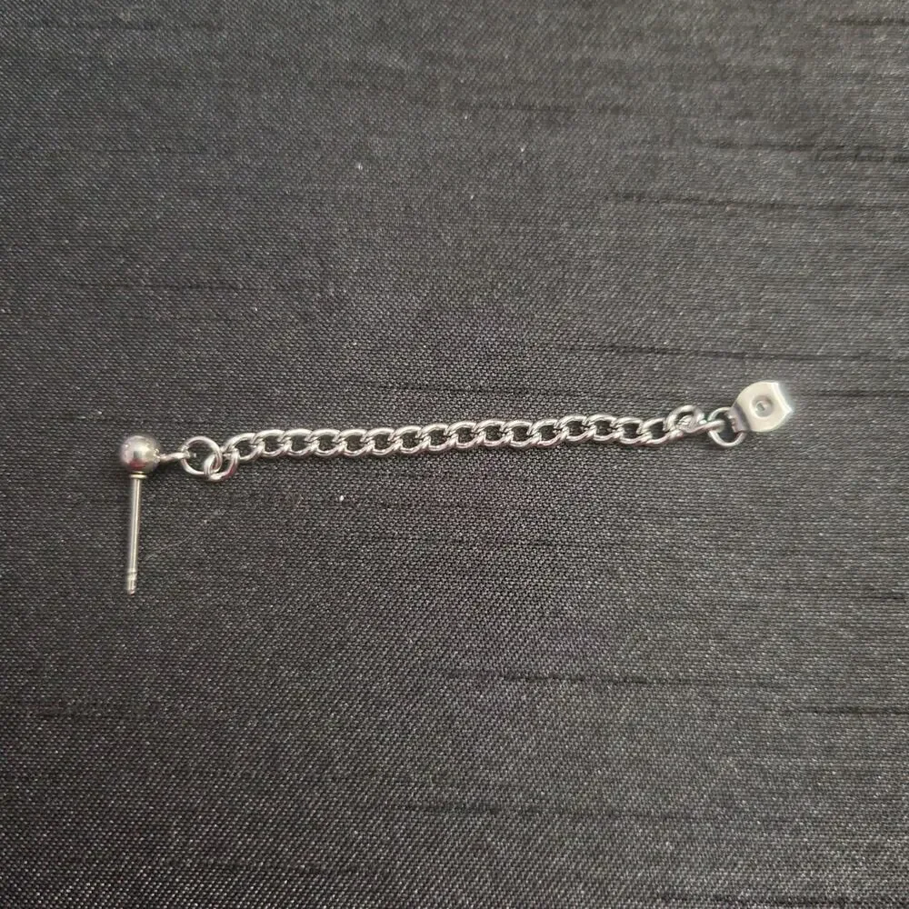 Men's silver chain stud earrings